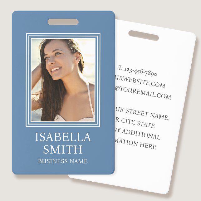Elegant Photo ID Badge Custom Template Blue (Creator Uploaded)