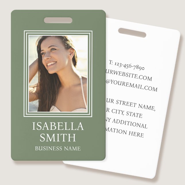 Elegant Photo ID Badge Custom Template Green (Creator Uploaded)