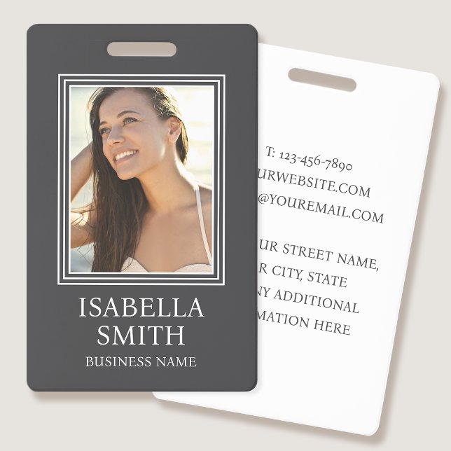 Elegant Photo ID Badge Custom Template Grey (Creator Uploaded)