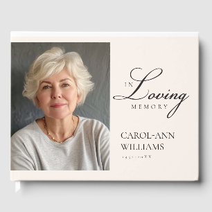Elegant, Photo "In Loving Memory" Funeral Guest Book