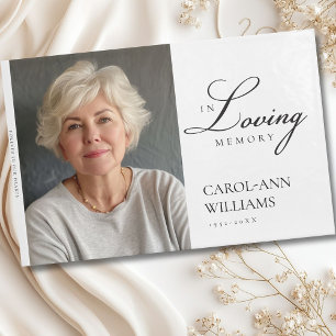 Elegant, Photo "In Loving Memory" Funeral Guest Book