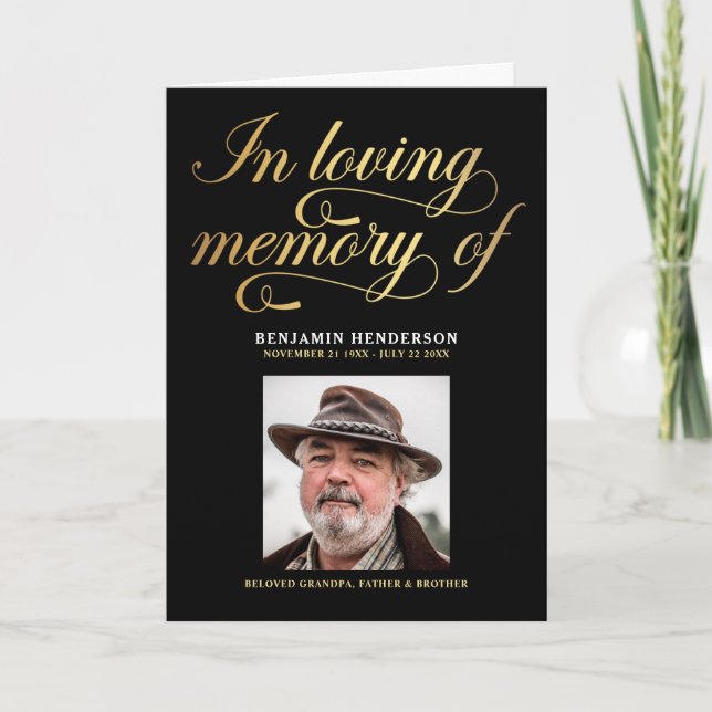 Elegant Photo In Loving Memory Funeral Programme (Front)