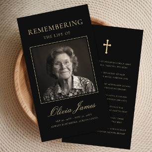 Elegant Photo in Loving Memory Prayer Card