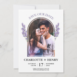 Elegant  Photo Lavender Save The Date Invitation