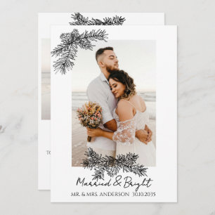 Elegant Photo Married & Bright Simple Christmas Holiday Card