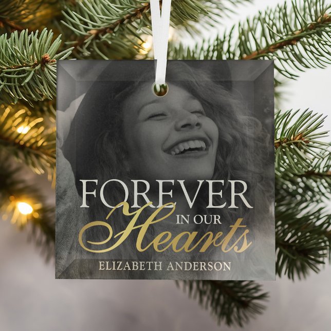 Elegant Photo Memorial Christmas Glass Tree Decoration (Creator Uploaded)