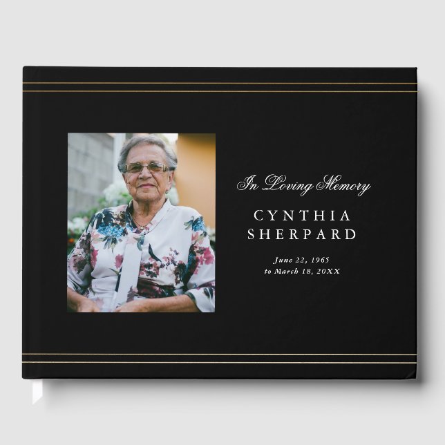 Elegant Photo Memorial Funeral Guest Book (Front)