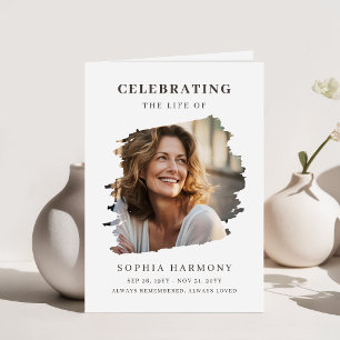 Elegant Photo Memorial Funeral Program Card