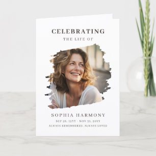 Elegant Photo Memorial Funeral Program Card