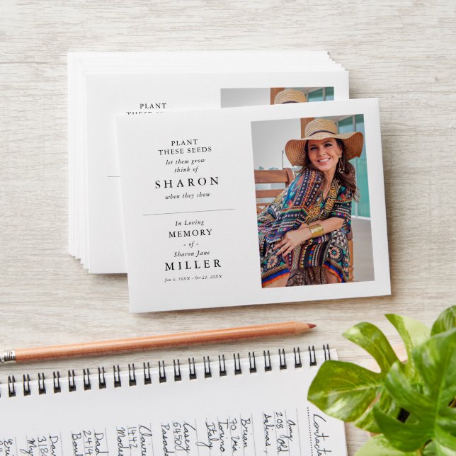 Elegant Photo Memorial Seed Packet Sympathy Favour Envelope (Stacked)