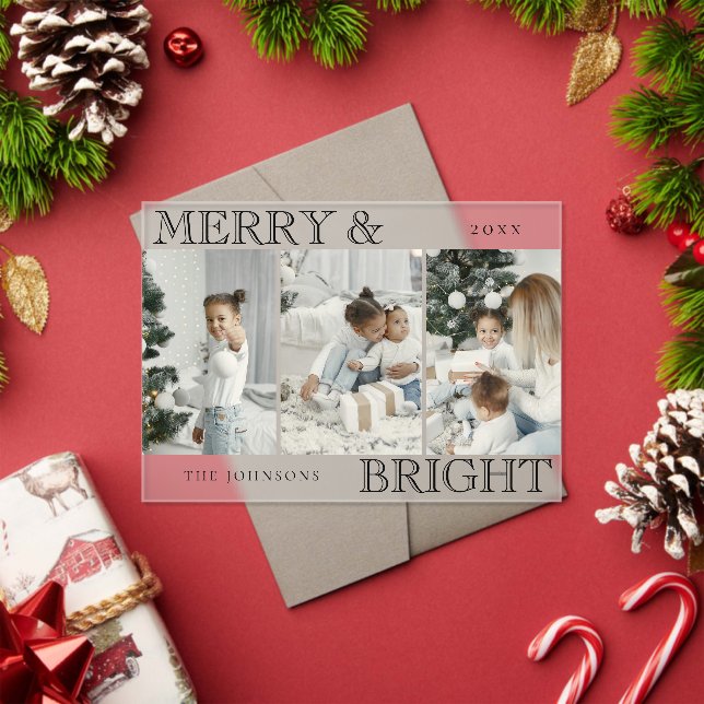 Elegant Photo | Merry and Bright Christmas Card Acrylic Invitations (Insitu (Holiday))
