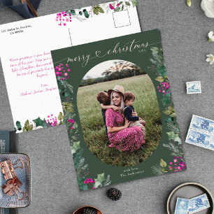 Elegant Photo Merry Christmas Holiday Postcard