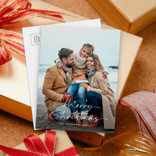 Elegant Photo Merry Christmas Holiday Postcard