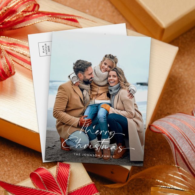 Elegant Photo Merry Christmas Holiday Postcard (Creator Uploaded)