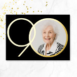 Elegant Photo Minimalist Black Gold 90th Birthday<br><div class="desc">Elegant Photo Minimalist Black Gold 90th Birthday Foil Invitation. Celebrate in style with our minimalist black birthday invitation, featuring luxurious real gold foil accents that add a touch of elegance. This sleek design allows your custom photo to take centre stage, making it a personalised and memorable keepsake. Perfect for those...</div>