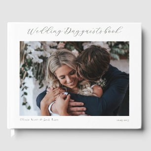 Elegant Photo Minimalist Script Wedding Guest Book