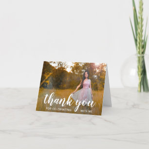 Elegant Photo Modern Graduation Thank You Card