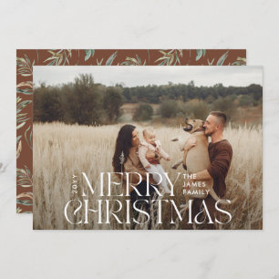 Elegant photo modern minimal natural botanical holiday card