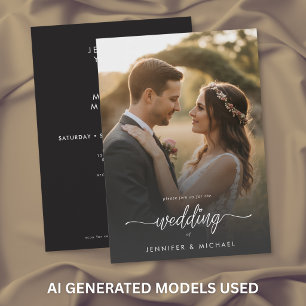 Elegant Photo Modern Script Minimal Wedding QR Invitation