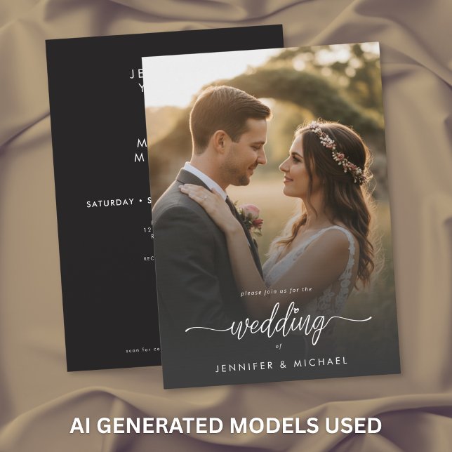 Elegant Photo Modern Script Minimal Wedding QR Invitation (Creator Uploaded)