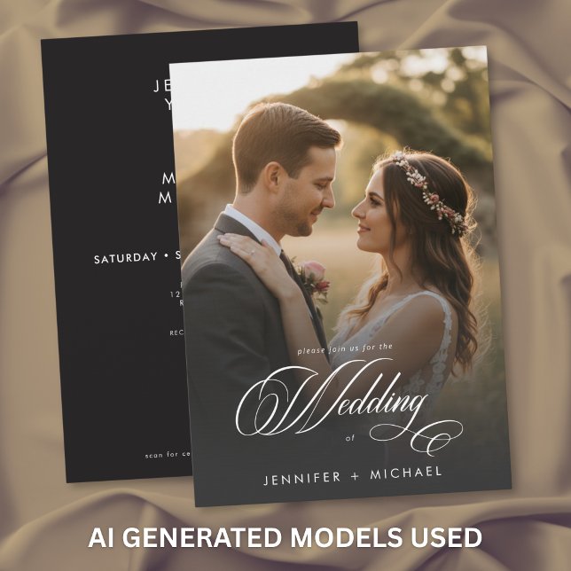 Elegant Photo Modern Script Romance Wedding QR Invitation (Elegant Photo Modern Script Romance Wedding QR Invitation)