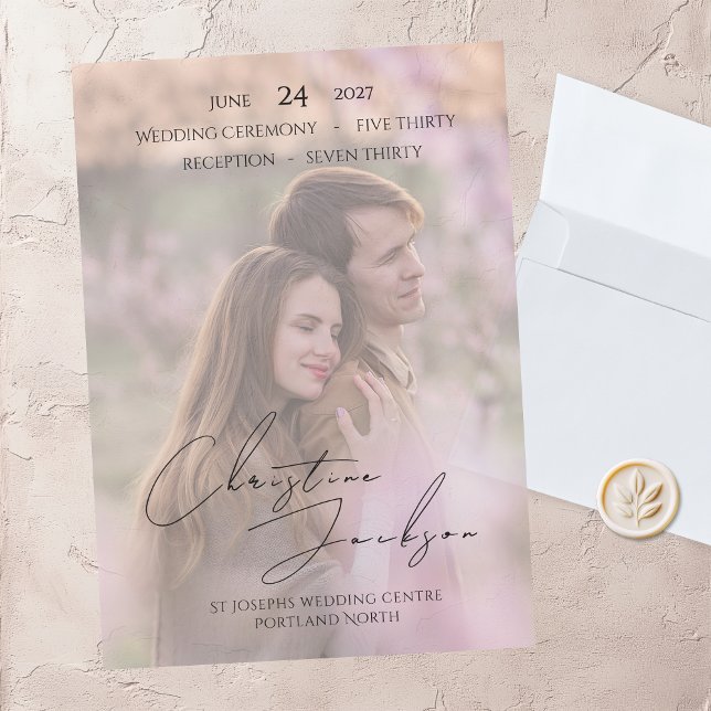 Elegant Photo Modern Script Typography Wedding Acrylic Invitations (Creator Uploaded)