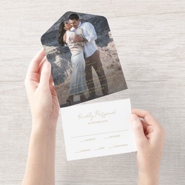 Elegant Photo Modern Wedding All In One Invitation (Tearaway)