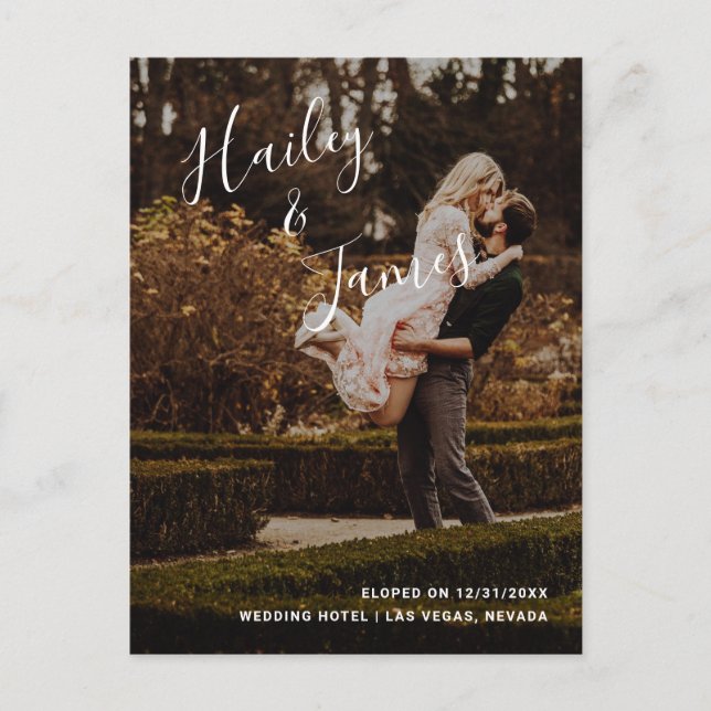 Elegant Photo Modern Wedding Announcement Postcard (Front)
