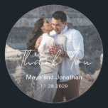 Elegant Photo Modern Wedding Classic Round Sticker<br><div class="desc">Modern wedding thank you stickers featuring a clean and simple design.</div>