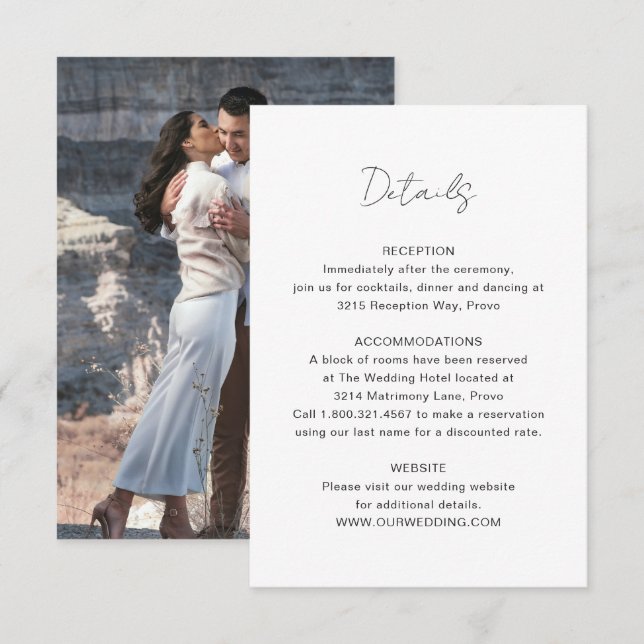 Elegant Photo Modern Wedding Enclosure Card (Front/Back)