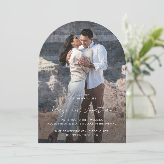 Elegant Photo Modern Wedding Invitation (Standing Front)