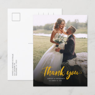 Elegant Photo Modern Wedding Thank You Postcard