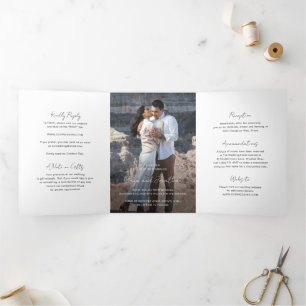 Elegant Photo Modern Wedding Tri-Fold Invitation