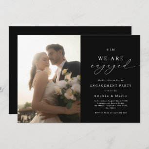 Elegant Photo & Monogram Black Engagement Party Invitation