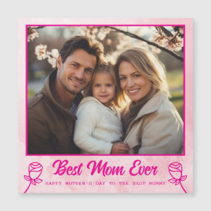 Elegant Photo Mothers Day Watercolor Magnetic Card