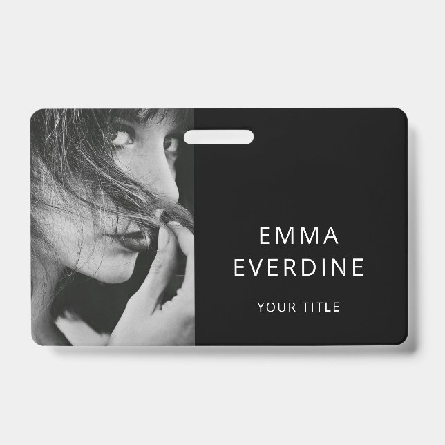 Elegant Photo Name Title  ID Badge (Front)