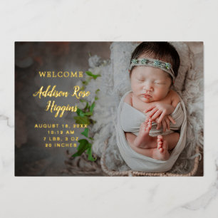 Elegant Photo Newborn Girl Birth Announcement