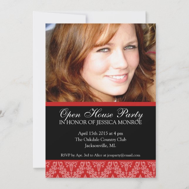 Elegant Photo Open House Graduation Invitation (Front)
