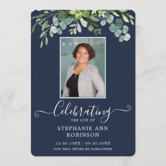 Elegant Photo Order of Service Blue Program Programme