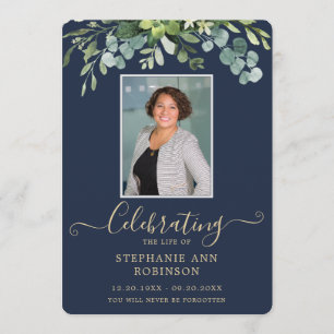 Elegant Photo Order of Service Gold Blue Program Programme