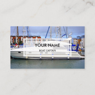 Elegant Photo Overlay Boat Captain Business Card