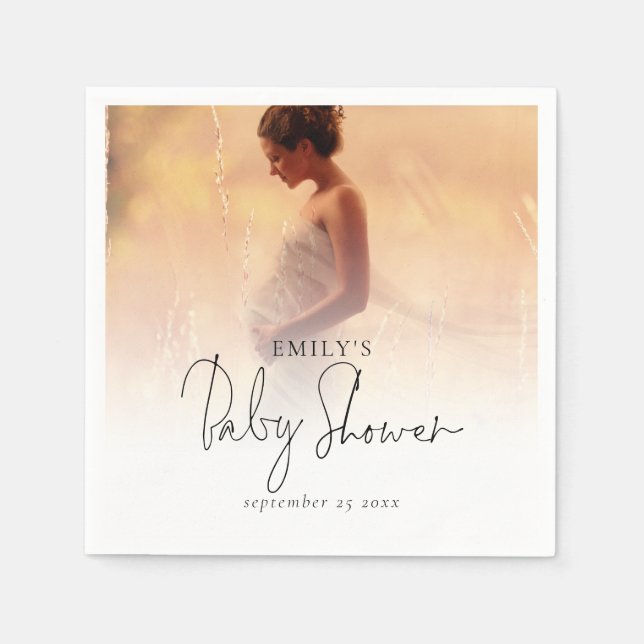 Elegant Photo Overlay Gender Neutral Baby Shower  Napkin (Front)