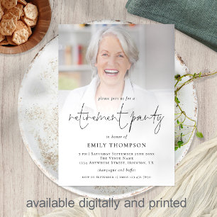 Elegant Photo Overlay Retirement Party Invite