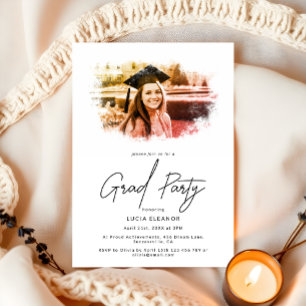 Elegant Photo Overlay Script Grad Party Invitation