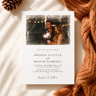 Elegant Photo Overlay Simple Clean Wedding Invitation