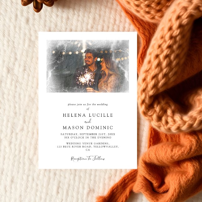 Elegant Photo Overlay Simple Clean Wedding Invitation (Creator Uploaded)