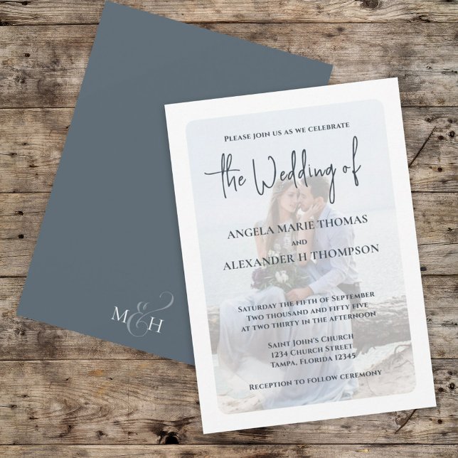 Elegant Photo Overlay Simple Minimalist Grey Invitation (Creator Uploaded)
