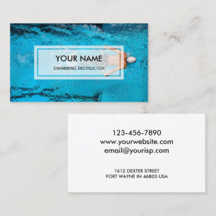Elegant Photo Overlay   Swimming Instructor Business Card