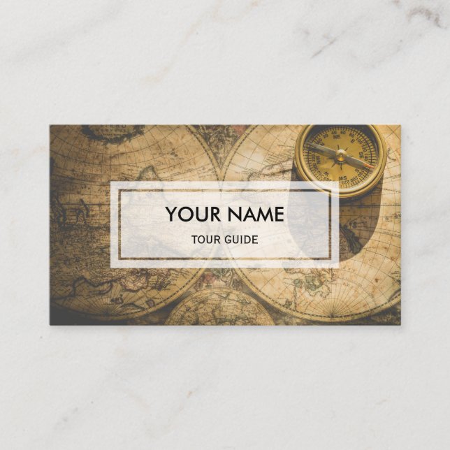 Elegant Photo Overlay | Tour Guide Business Card (Front)