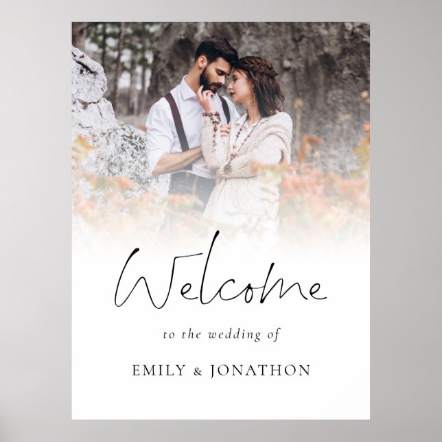 Elegant Photo Overlay Welcome to Wedding Poster (Front)